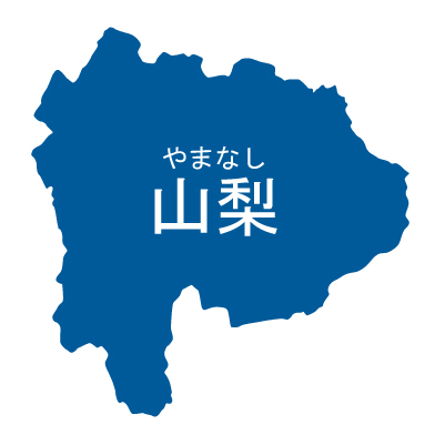 山梨県の無料フリーイラスト｜日本語・都道府県名あり・ルビあり(青)