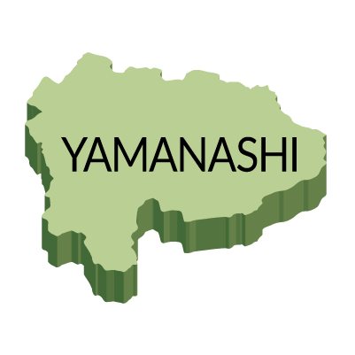 山梨県の無料フリーイラスト｜英語・都道府県名あり・立体(緑)