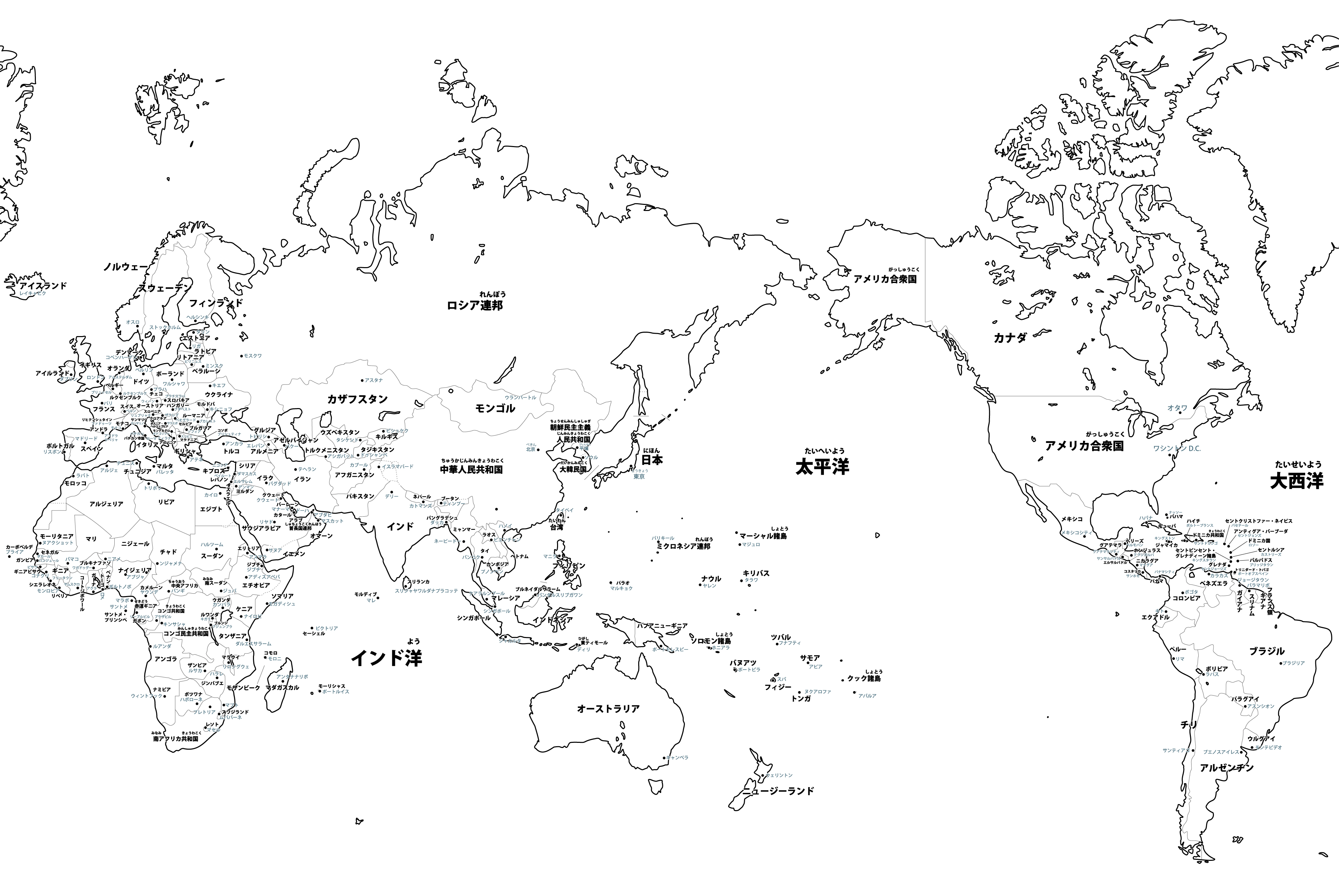 北アメリカ大陸 中米の白地図イラスト 国名入り 首都名入り を無料ダウンロード