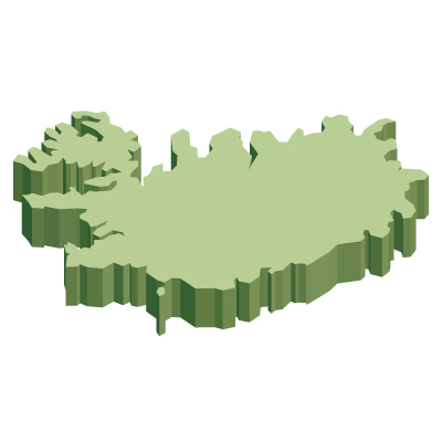 アイスランド共和国無料フリーイラスト｜無地・立体(緑)