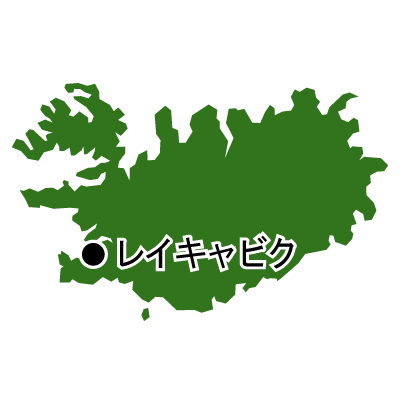 アイスランド共和国無料フリーイラスト｜首都名(緑)