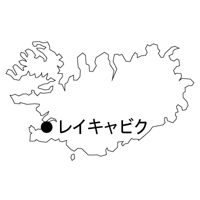 アイスランド共和国無料フリーイラスト｜首都名(白)