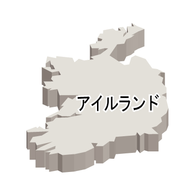 アイルランド無料フリーイラスト｜漢字・立体(白)