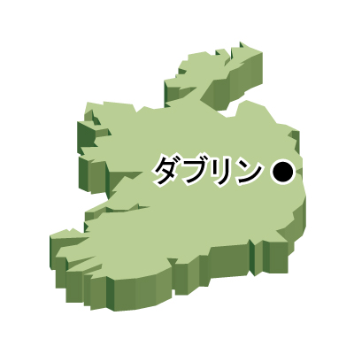 アイルランド無料フリーイラスト｜首都名・立体(緑)