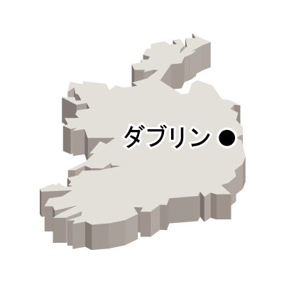 アイルランド無料フリーイラスト｜首都名・立体(白)