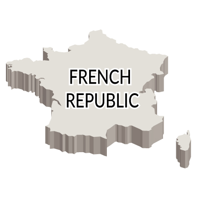 フランス共和国無料フリーイラスト｜英語・立体(白)