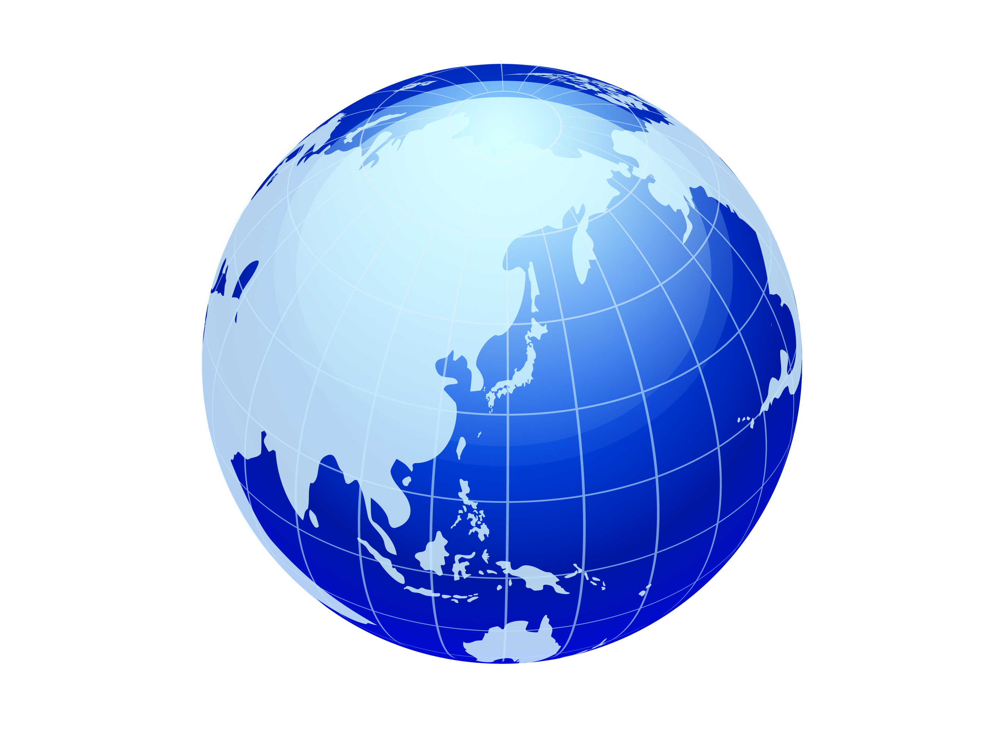 世界地図(全域)無料フリーイラスト｜地球儀(青)2