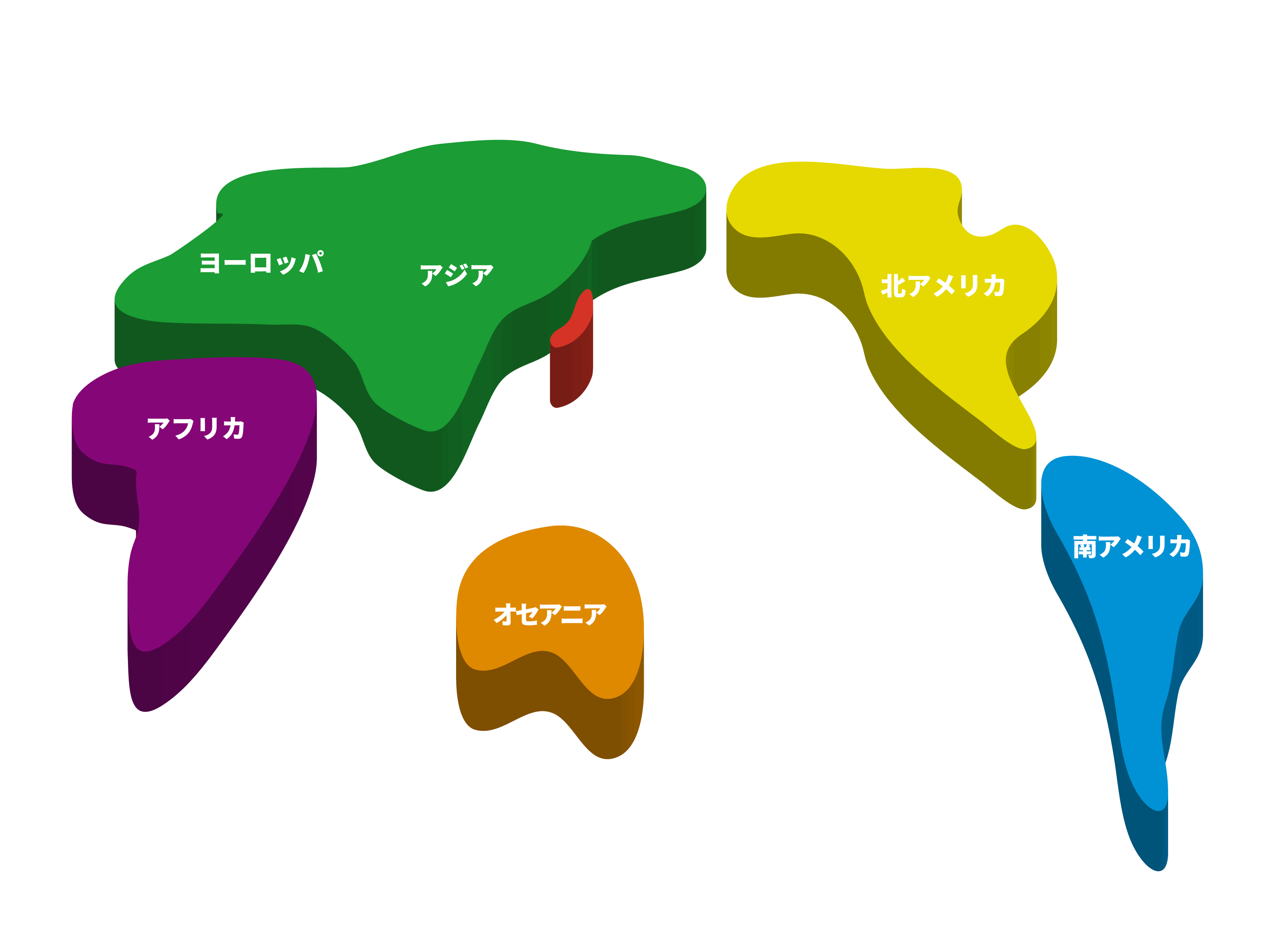 世界地図(全域)無料フリーイラスト｜遠近立体2