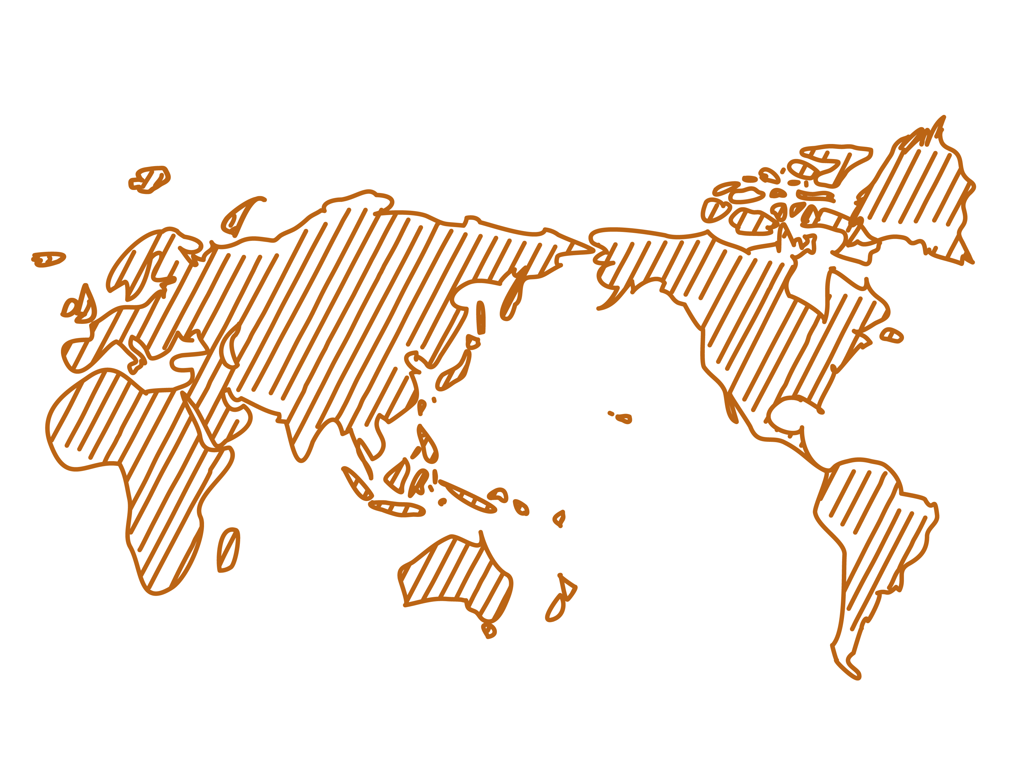 世界地図(全域)無料フリーイラスト｜手書き3