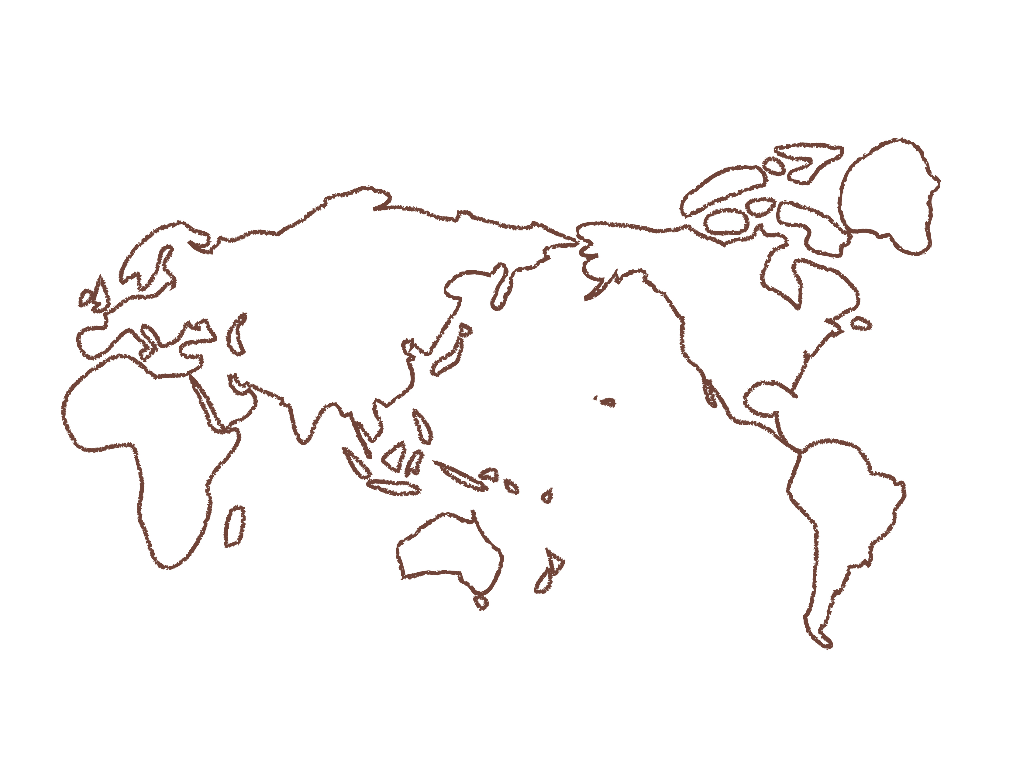 世界地図(全域)無料フリーイラスト｜手書き5