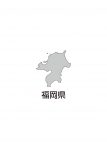 日本地図・福岡県・都道府県名あり(グレー)