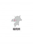 日本地図・福岡県・都道府県名あり・県庁所在地あり(グレー)