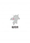 日本地図・福岡県・都道府県名あり・県庁所在地あり・ルビあり(グレー)