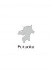 日本地図・福岡県・英語・都道府県名あり(グレー)