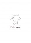 日本地図・福岡県・英語・都道府県名あり(白)