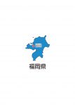 日本地図・福岡県・都道府県名あり・県庁所在地あり・ルビあり(青)