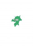 日本地図・福岡県・県庁所在地あり・ルビあり(緑)