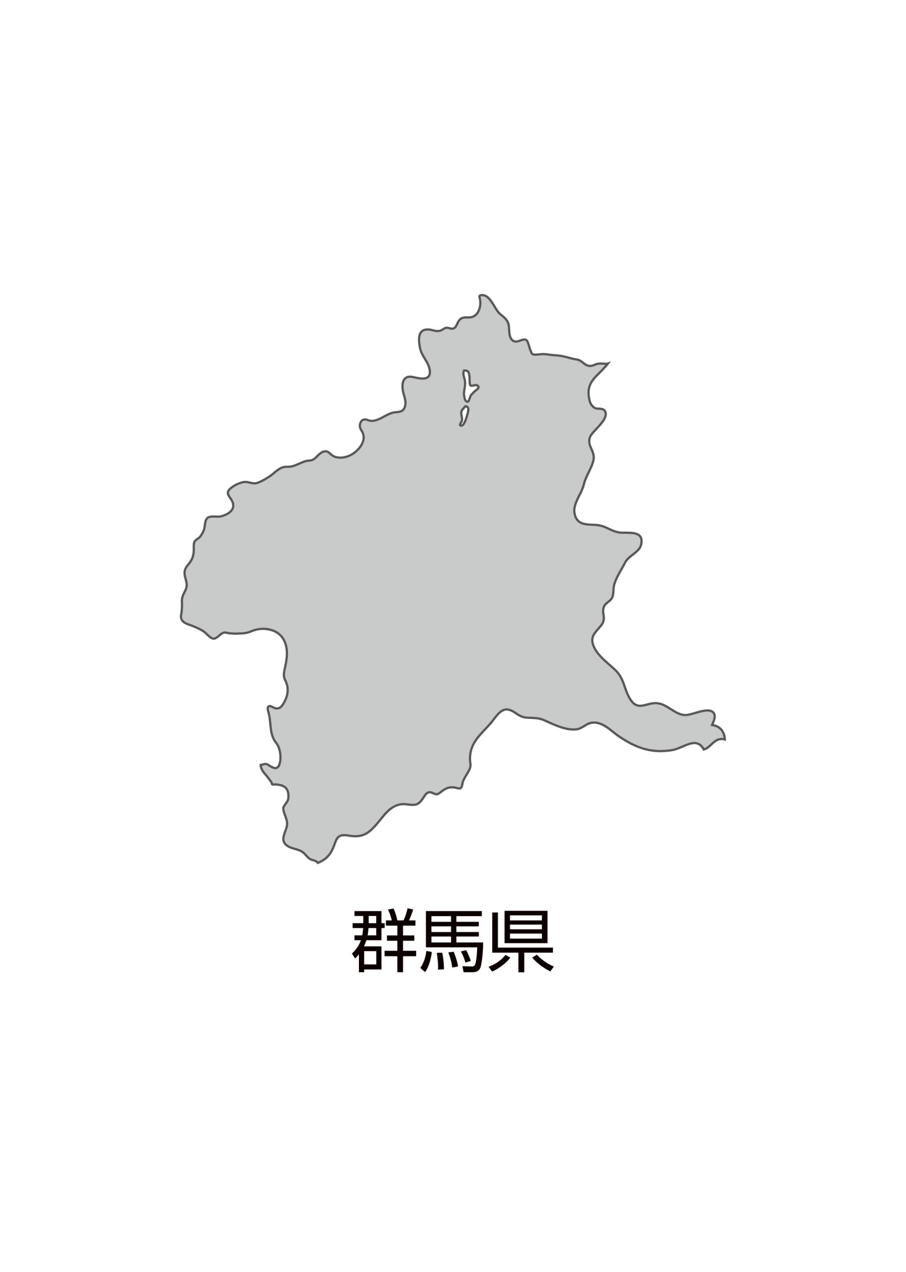 群馬県無料フリーイラスト 日本語 都道府県名あり グレー 群馬県無料フリーイラスト 日本語 都道府県名あり グレー