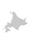 日本地図・北海道・県庁所在地あり(グレー)