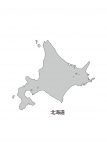 日本地図・北海道・都道府県名あり(グレー)
