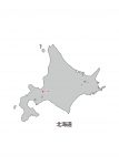 日本地図・北海道・都道府県名あり・県庁所在地あり(グレー)