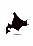 日本地図・北海道・英語・都道府県名あり(黒)