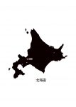 日本地図・北海道・都道府県名あり・県庁所在地あり(黒)