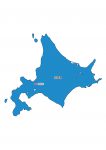 日本地図・北海道エリア・都道府県名あり・県庁所在地あり(青)