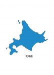日本地図・北海道・都道府県名あり(青)