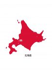 日本地図・北海道・都道府県名あり・県庁所在地あり・ルビあり(赤)