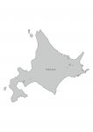 日本地図・北海道エリア・都道府県名・英語(グレー)