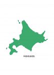 日本地図・北海道・英語・都道府県名あり(緑)