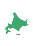 日本地図・北海道・都道府県名あり(緑)