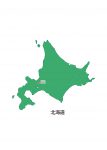 日本地図・北海道・都道府県名あり・県庁所在地あり・ルビあり(緑)