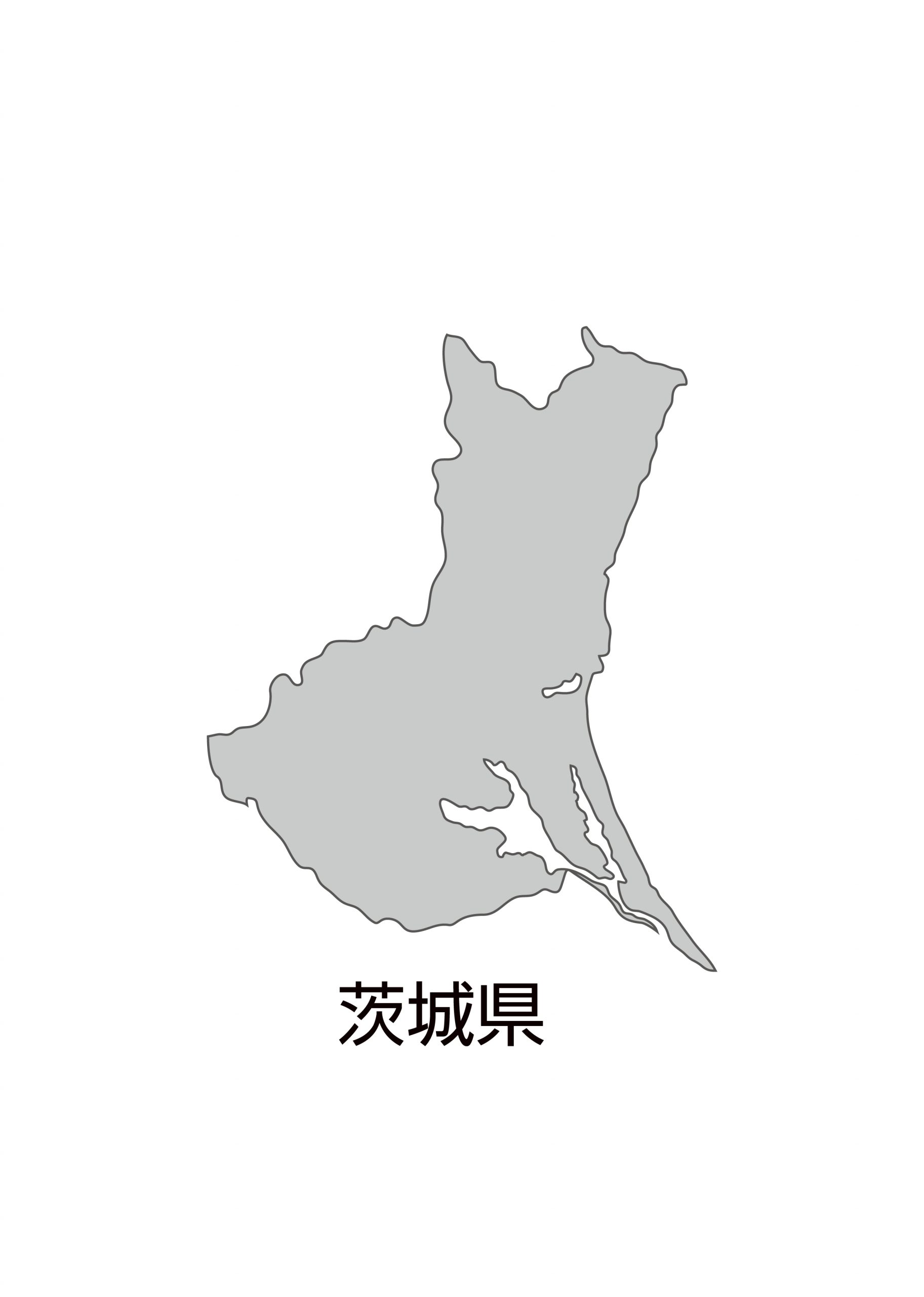 茨城県無料フリーイラスト 日本語 都道府県名あり グレー 茨城県無料フリーイラスト 日本語 都道府県名あり グレー