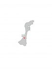 日本地図・石川県・県庁所在地あり・ルビあり(グレー)