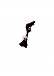 日本地図・石川県・県庁所在地あり・ルビあり(黒)