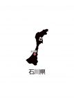 日本地図・石川県・都道府県名あり・県庁所在地あり(黒)
