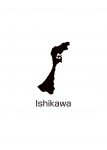 日本地図・石川県・英語・都道府県名あり(黒)