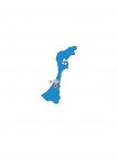 日本地図・石川県・県庁所在地あり(青)