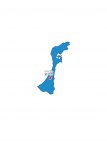 日本地図・石川県・県庁所在地あり・ルビあり(青)