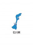 日本地図・石川県・都道府県名あり・県庁所在地あり(青)