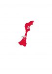 日本地図・石川県・県庁所在地あり(赤)