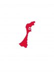 日本地図・石川県・無地(赤)