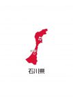 日本地図・石川県・都道府県名あり・県庁所在地あり(赤)