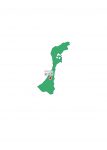 日本地図・石川県・県庁所在地あり・ルビあり(緑)
