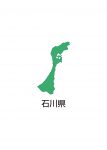 日本地図・石川県・都道府県名あり(緑)