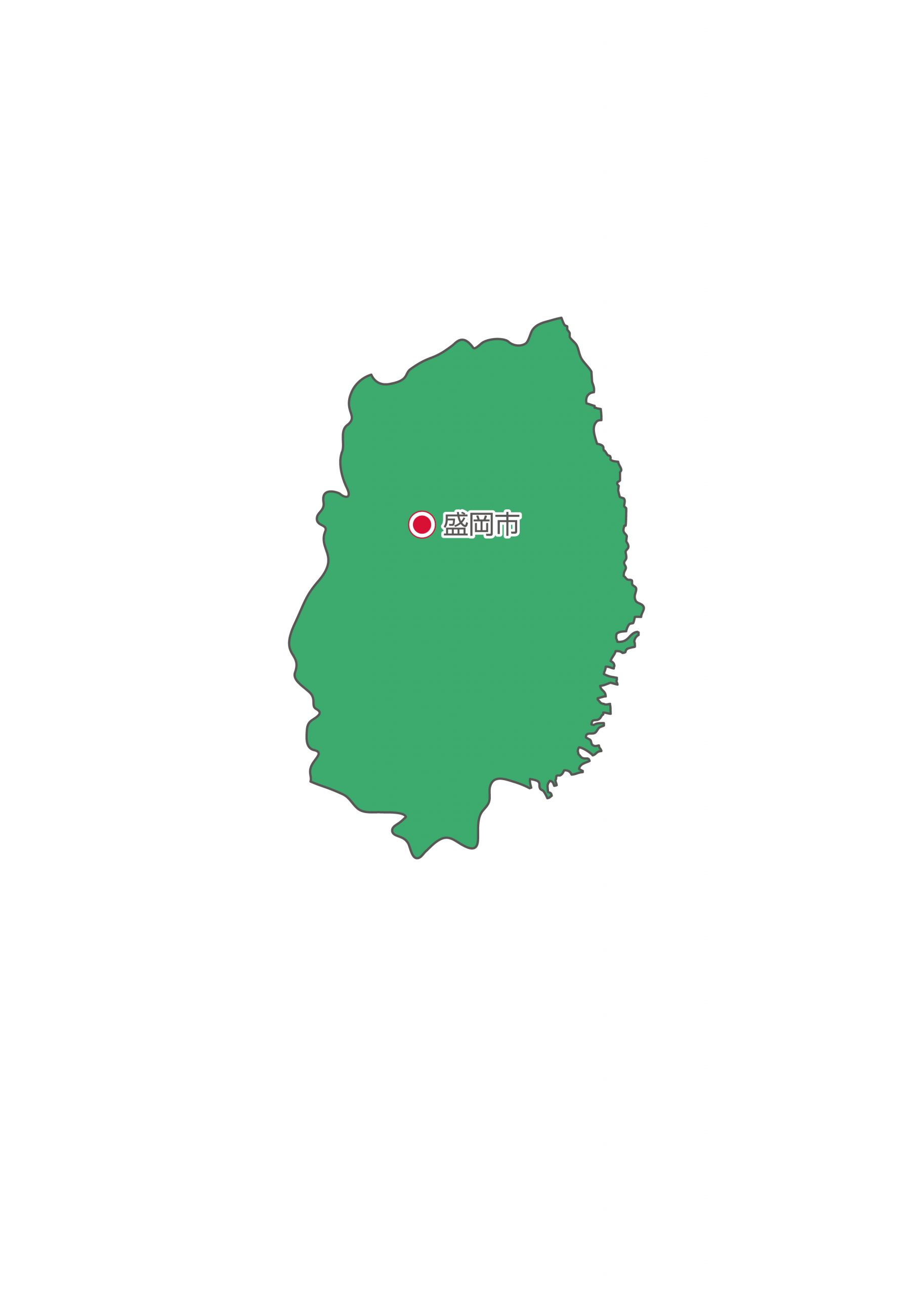 岩手県無料フリーイラスト 日本語 県庁所在地あり 緑