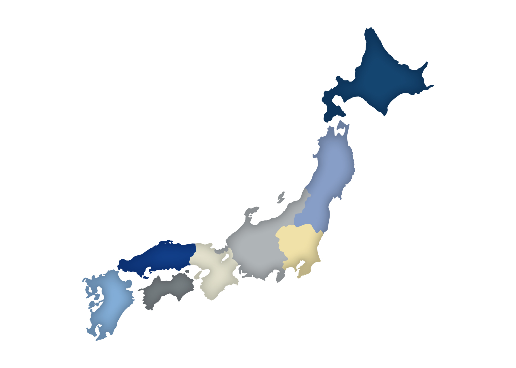 日本地図の無料イラスト素材集 都道府県名 県庁所在地あり