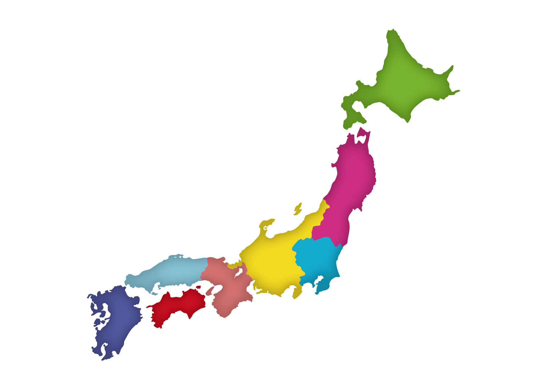 日本地図の無料イラスト素材集 都道府県名 県庁所在地あり